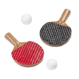 Miniature Table Tennis Bats with 2 Balls, 2 x 0.2 x 3.2 cm, 1 Pair Hobbyfun