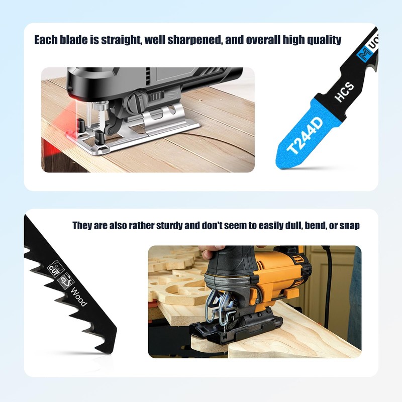 MUOZLOP 50pcsT244D Jigsaw Blades，6TPIJig Saw Blades with Storage Case,T-Shank jig