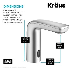 KRAUS Indy Touchless Sensor Bathroom Faucet with Control Box and Temperature Mixer in Spot Free Stainless Steel, KSB-10001SFS