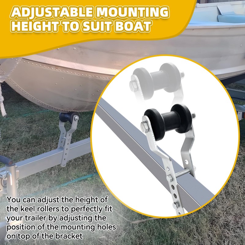 TENGBASE Marine Keel Roller, Adjustable Roller Bracket Assembles, 4” Rubber