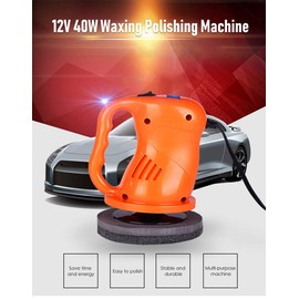 Riloer 12V 40W Electric Car Polishing Buffing Waxing Machine, Portable Orange ABS Waxer Polisher Car Care
