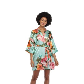 MissNina Women's Plus Size Satin Robes Floral Bridesmaid Robes Plus Size Short Silk Robes Sleepwear