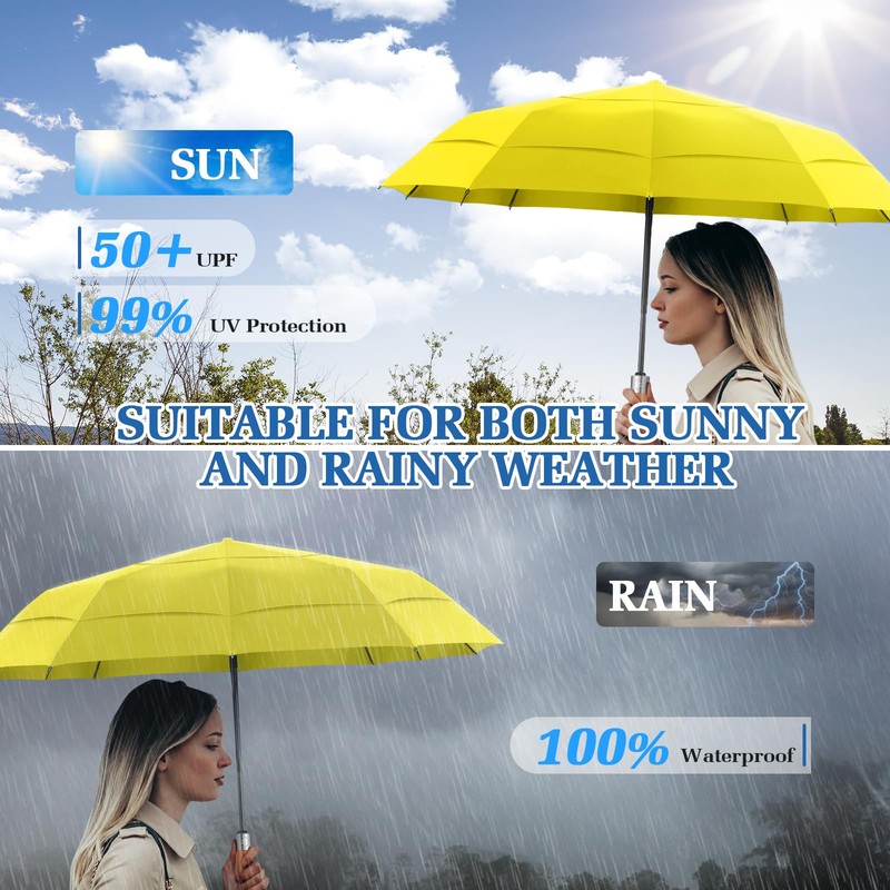 LFLFWY Compact Umbrella Windproof Strong - Large Unbreakable Automatic and