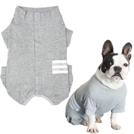 KUVEELA Pet Dog Clothes, Post-Surgery Outfit for French Bulldogs, Unisex, Alternative to Elizabethan Collar, For Male and Female, Neutered, Spayed, Weaning, Wound Protection, Color: Gray, Size: M