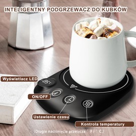 MXMZHXU Cup Warmer, 4 Adjustable Temperatures Coffee Warmer from 131°F to 185°F, Coffee Cup Warmer with 1-12H Timer Function for Coffee, Tea, Cocoa, Milk, Office Gifts (Black)