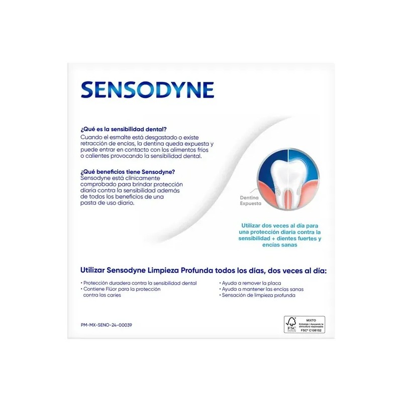 Pack 4 Pastas Dentales Sensodyne Limpieza Profunda 90g Cu