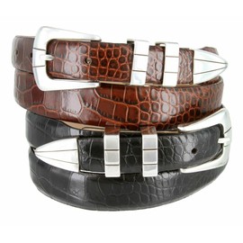 Vince Italian Calfskin Leather Designer Golf Dress Belt for Men (40, Alligator Black)