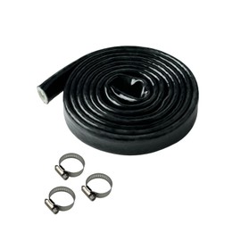 YAMAKATO 5/16" ID Heat Shielded Fire Thermo Armor Fire Sleeve Silicone Coated Fiberglass Heat Protection w/ 3 Clamps for Automotive Hose Lines & Electrical Wiring (Black, 5FT
