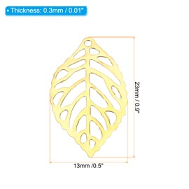 PATIKIL 100pcs 23 mm Leaf Pendants, Alloy Leaf Craft Metal Tree Leaf Beads Leaves Charm for DIY Jewellery Making Bracelet Earring Key Ring Golden, Metal
