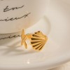 QRH Shell Starfish Ring Summer Beach Rings for Women Ocean