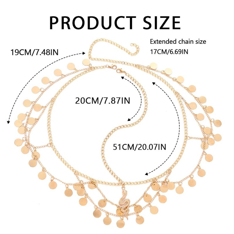 Reaky Gold Sequin Head Chain Snake Hair Chain Egyptian Headpiece