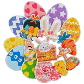 EMORBALS - 15 parches para planchar o coser conejito de Pascua para ropa, sombreros, chamarra, jeans