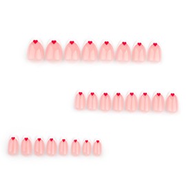 French Tip Valentin Press on Nails Almond Shape Fake Nails Red Heart Glue on Nails Medium Length Acrylic Nails Glossy False Nails Full Cover Valentin Day Stick on Nails for Women DIY Fingernails