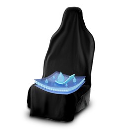 UltraSport Waterproof Towel Car Seat Cover, Universal Fit, Sweatproof & Odor-Resistant Front Seat Protector, Quick-Dry, Machine Washable for Gym, Pets, Travel, Outdoor Adventures, Black
