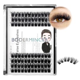 Bodermincer Pestañas postizas de volumen, 84 unidades, rizo D, anchas, naturales, con efecto 3D, individuales, con pegamento (12 mm)