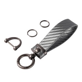 DEKEWEI Carbon Fiber Car Keychain Microfiber Leather Key Chain,Universal Car Key Holder for Men and Women,Car Key Fob with Anti-Lost D-Ring (Premium Grey)