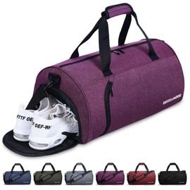 BECOJADDE Gym Bag for Women Men with Shoe Compartment & Wet Pocket, 35L Travel Sports Duffel Bags Overnight Bag Weekend Bag Hospital Bag with Padded Shoulder Strap for Fitness and Workout, Purple
