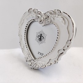FRAMEWOLD Resin Picture Frame 3x3 Heart and Wood Frame Creativity Design,3x3 Photo frames White.