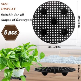 JiaUfmi 6pcs Plant Elevator, Heavy Duty Stand, Round Black Plastic Risers for Indoor/Outdoor (30cm / 12in, 6 Pieces)