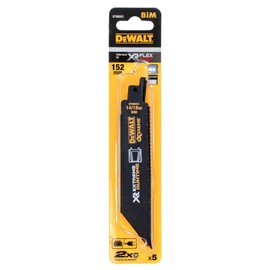 Dewalt XR Extreme Runtime Reciprocating Saw Blades DT99553 (152 mm Length, for Extremely Hard & Abrasive Metals, High Wear Resistance, Universal Shaft 1/2 Inch), Pack of 5