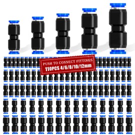 mxuteuk 110PCS Quick Connect Air Hose Fittings,4/6/8/10/12mm Straight Push to Connect Fittings,Air Line Fittings Push to Connect Fittings for Tube