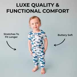 Posh Peanut Baby Rompers Pajamas - Newborn Sleepers Boy Clothes - Kids One Piece PJ - Soft Viscose from Bamboo (Sharks, 3-6 Months)