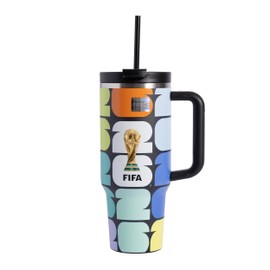 NORDAY | Termo Titan Tumbler 40 oz FIFA World Cup 2026 Black Colors | Vaso Térmico Acero Inoxidable 1182 ml | Tapa con Popote y Asa | Frío 24h Calient