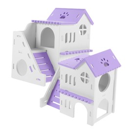 ORFOFE 2pcs Colorful Hamster Hideout Villa with Ramp Multi-Chamber Guinea Pig House Cozy Shelter for Small Animals for Hamsters and Hedgehogs