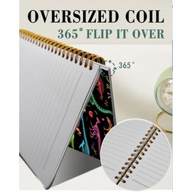 Spiral Journal Notebook,A5 Hardcover Lined Journals for Women Girl 6 x 8.3 in,120 Pages Thick Paper,Cute College Ruled Writing Notebook for Gifts Office Work School(Colorful Skeleton Dinosaurs)