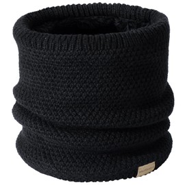 TAGVO Fleece Neck Warmer Thermal Snoods Unisex, Fleece Snood Thick Winter Cold Weather, Windproof Knitted Circle Scarf for Cycling Motocycle Sports for Men Women Motorcycle Skiing,Black