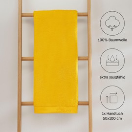 s.Oliver Hand Towel 50 x 100 cm, 100% Cotton, 600 g/m², Soft and Absorbent, Yellow Hand Towels