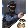 Airsoft Mask with Goggles, Foldable Airsoft Mesh Mask with Ear