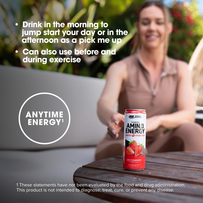 Optimum Nutrition Amino Energy Sparkling Hydration Drink, Electrolytes, Caffeine, Amino