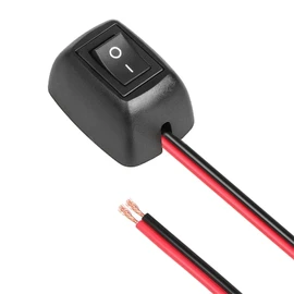 KCD1 Black Inline Rocker Switch Box, SPST 2-Position On/Off | 16A 125V / 6A 250V with 4 Wire Clamps and Self-Adhesive Backing for Cars, Boats, Table Lamps and Appliances