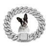 Chain Dog Collar, Diamond Metal Cuban Link Dog Collar,15mm Wide