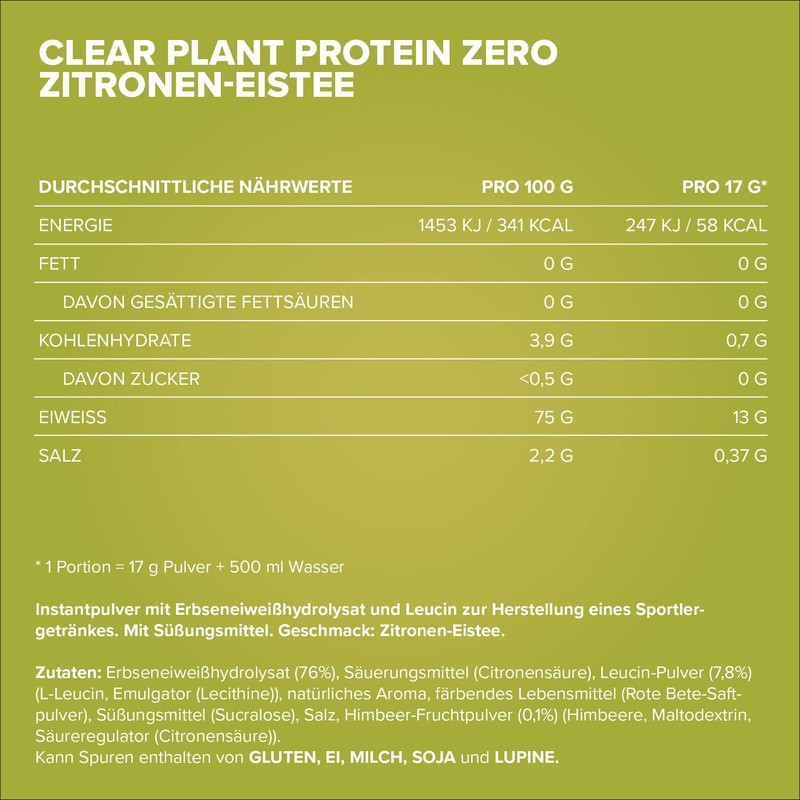 IronMaxx Clear Plant Protein Zero - Lemon Ice Tea 400