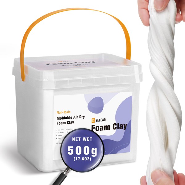 SELEAD Foam Clay White 500g - Moldable Air Dry Ultra-Light