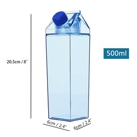 Jinberry 500ml/17Oz Cute Leakproof Milk Carton Water Bottle Portable Drinkware for Outdoor Climbing Tour or Camping