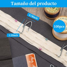 UGOVCWG Ganchos de Cortina, 100 Piezas Ganchos de Ganchillo para Cortina, Ganchos de Cortina de Metal para Cortinas, Cortinas de Ducha, Cortinas de Puerta (Plata)