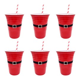 Healeved 12PCS Christmas Cups Christmas Plastic Cups with Straws Christmas Party Cups Christmas Coffee Cups Drinking Cups for Coffee Hot Chocolate Beer Beverage Christmas Party Supplies