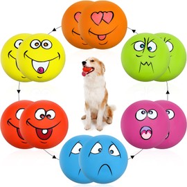 Hungdao 12 Pcs Squeaky Dog Toys Latex Rubber Squeaky Ball Smile Face Emoticon Dog Toys Chewing Interactive Dog Ball Bulk Christmas Dog Lovers Gift for Small Medium Pets Dogs Puppies Training
