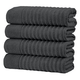 Grey Bath Towels - Luxury 100% Cotton 4 Pack 54x27 Bath Towel Set - Absorbent & Quick-Dry Towels for Bathroom - Zero-Twist, Combed Cotton (Dark Grey)