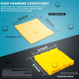 DaFuRui Soldering Sponge，30PCS 2.36" x 2.36" Replacement Welding Soldering Iron Tip Cleaning Pads Sponge Yellow Soldering Iron Special High Temperature Sponge