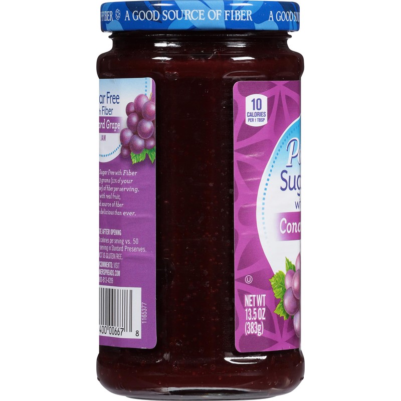 Polaner Sugar Free with Fiber, Grape Jam, 13.5 Ounce
