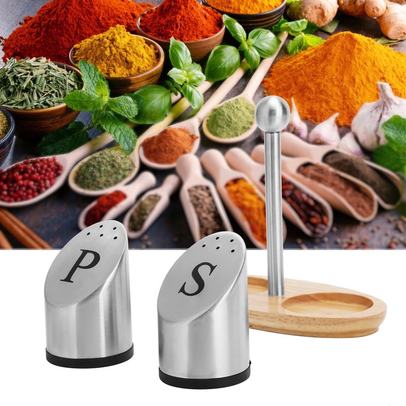 Stainless Steel Condiment Container Pot Seasoning Box Set Spice Pepper