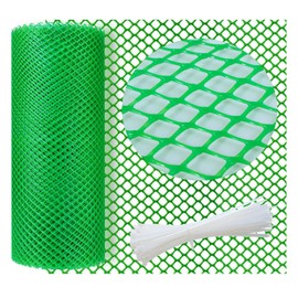 Green Plastic Wire Mesh Fence 15.7IN x 26FT Roll - Durable Plastic Chicken Wire Mesh - Ideal for Poultry, Dogs, Cats, Snake Barrier & Gardening