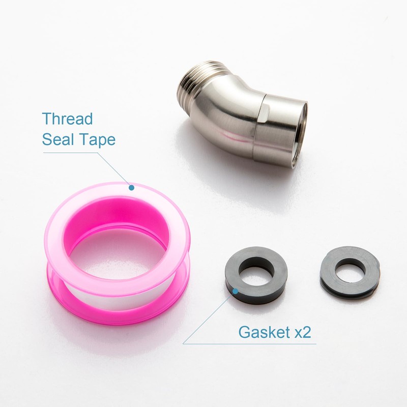 OFFO Shower Head Elbow Adapter, Brushed Nickel All Metal Handheld