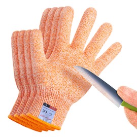 ohsuni Cutting Gloves, 2 Pairs of Cut Resistant Gloves Food Grade, Cut Resistant Gloves for Kitchen, Oyster Shucking, Fish Fillet Processing, Carving Wood and Gardening(Large-Orange)