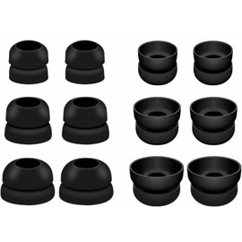 ALXCD Double Flange Ear Tips Compatible with Powerbeats Pro 2 Headphone, S/M/L 3 Sizes 6 Pairs Soft Silicone Earbuds Tips, Fit for Powerbeats Pro 2 PB Pro 2, 6 Pairs Black