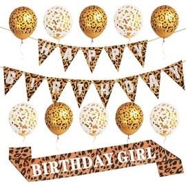 Cheetah Birthday Girl Sash, Leopard Print Banner, Party Favors – Cheetah Party Decorations for Girls, Jungle Theme Birthday Supplies